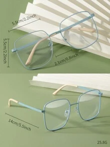 1pair Women's Classic Macaron Color Square Frame Vintage Metal Glasses Clear Glasses Accessories Glasses Accessories For Women