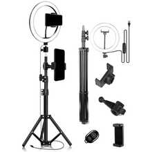 10 Inch Round Selfie Light With Tripod Stand - Black - View 2