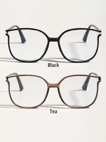 1 件裝女式經典塑膠大幾何框透明眼鏡適合返校日常生活服裝配件 - 無色 - 查看 11