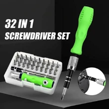 1set 32 In 1 Screwdriver Set Boxed, Used For Machine Assembly And Disassembly, Multi-Function Screwdriver Kit, Asymmetric Tool, Five-Star Screwdriver, Y-Type Triangle Maintenance Kit - Green - View 1