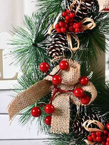 1入組香港香氛聖誕裝飾花環,適用於窗戶展示、掛在門上、裝飾聖誕環境 - 雙鐘款 - 查看 5