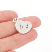 10入組合金心形吊墜，家庭成員字母雕刻吊墜，DIY母親、女兒、姐妹禮物，項鍊手鍊鑰匙扣包飾品珠寶製作15.5x17mm - 銀色 - 查看 15