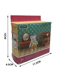 1入組1:12比例復古風格迷你娃娃屋卧室家具套裝,包括迷你鏡子、梳妝台、衣架,是親子互動的超棒禮物 - 棕色 - 查看 2