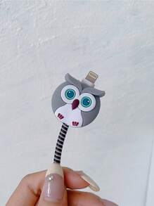 4pcs/Set Cartoon Grey Owl Shaped Charger Case And Cable Protector Compatible With Apple 18/20w Charger And Lightning Cable, Providing Protection Against Scratches, Scuffs And Dirt - Grey - View 6