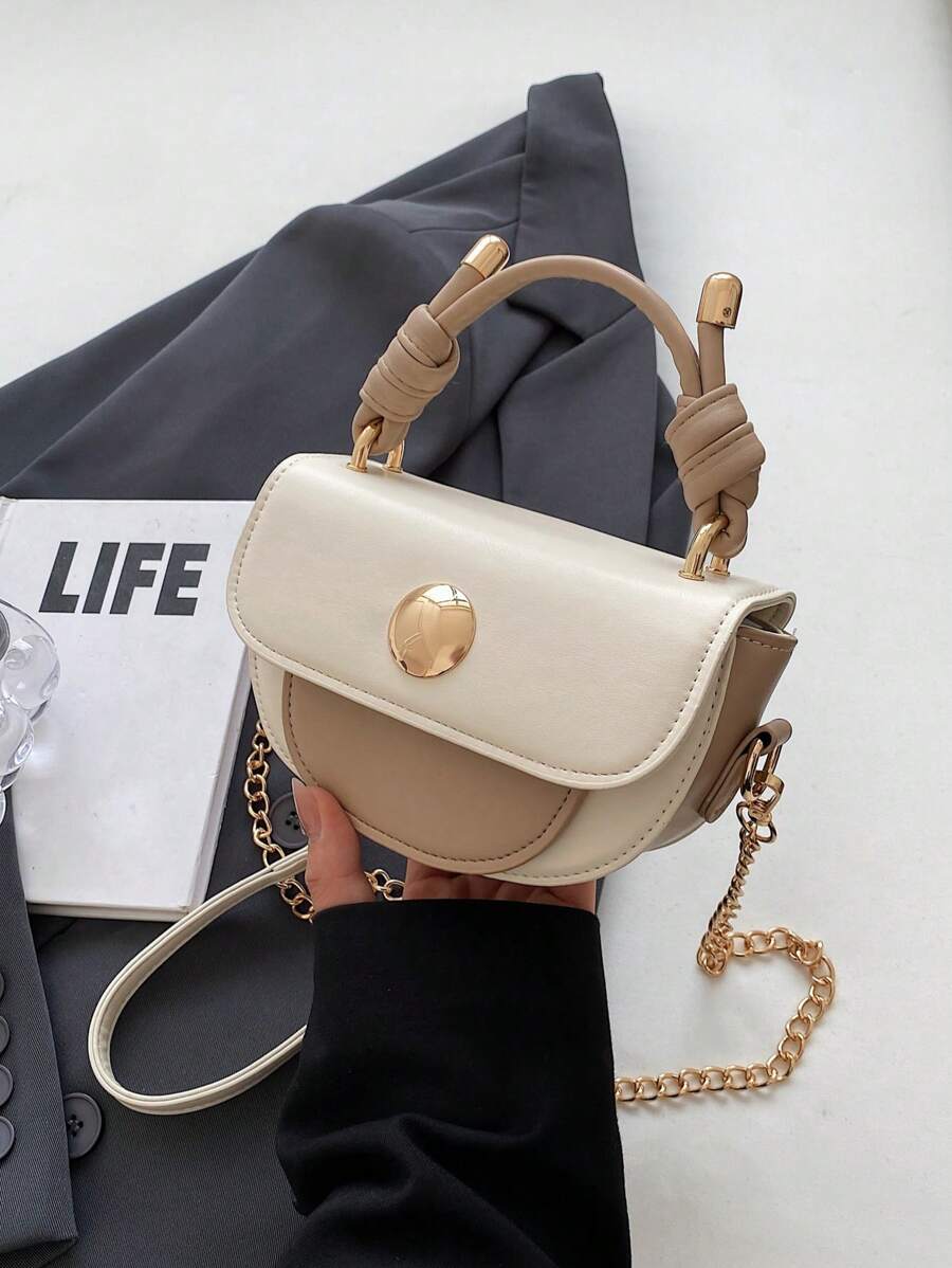 Mini Solid Color Women's Shoulder Handbag - Khaki - View 1