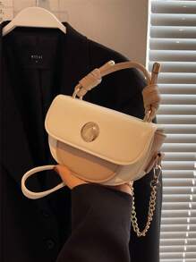 Mini Solid Color Women's Shoulder Handbag - Khaki - View 3