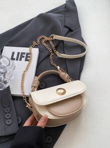 Mini Solid Color Women's Shoulder Handbag - Khaki - View 2