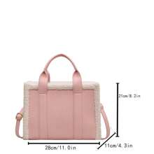 Minimalist Solid Color  Fluffy Bag Plush  Fuzzy  Plushies Fur Women Tote Bag Satchels For Business/Commute/Work/Office For Autumn And Winter For Fall Essential Shoulder Bag For Woman - Pink - View 4