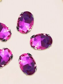 Cz12經典橢圓形玻璃水晶鑲嵌銀底穿花石,diy服飾和珠寶飾品配件,尺寸：18mm（長）x 14mm（寬） - 紫色 - 查看 6