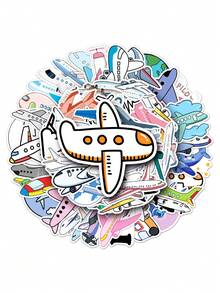 50 件飞机主题涂鸦个性化贴纸，DIY 贴纸，适用于珍珠奶茶杯、水瓶、行李箱，防水，不重复设计 - 飛機貼紙 - 查看 5