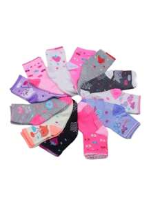 Kit 6 Pares de Meias Infantil Feminino Com antiderrapante Cano Médio Menina - Multicolorido - Visão 3
