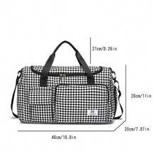 新款流行色塊瑜伽游泳健身袋,容量大,適合孕婦和旅行。健身袋,大袋,隔夜袋,學校運動,假日旅行,方格布料 - 黑色 - 查看 5
