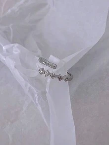 Uncommon Light Luxury Style High-End Feeling Full Star Geometric Square Diamond Asymmetrical Crisscross S925 Sterling Silver Ring For Women - Open Ring - View 6