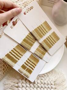 1 Pack Women's Gold-Toned Basic & Minimalist Style Hair Clip With Bb Clip, Fashionable All-Match Hair Accessory Suitable For Daily, Outdoor, Makeup, And Clothes Matching Use Casual - Gold - View 6