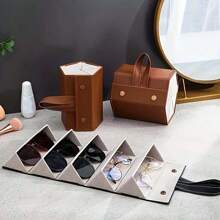 1pc, 2/3/4/5 Layers, Multifunctional Jewelry Glasses Storage Box, Multi Grid Gift Box, Leather High-End Quality Sunglasses Handmade Glasses Box, Simple Foldable Glass Storage Box, Travel Portable Storage Box,  Glasses Frame - Multicolor - View 2