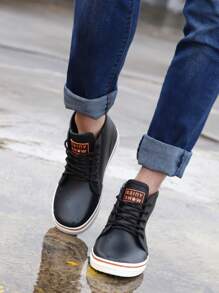 Men's Low-Cut Waterproof Rain Shoes, Slip-Resistant Japanese-Style Rubber Rain Boots, Short Fishing Shoes - Black - View 3