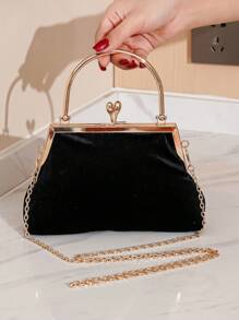 Vincy Glitter Handbag Black Velvet Diamond Flower Evening Clutch Bag, Elegant And Stylish Handbag For Dinner, Party Or Ball, Western Style And Suitable For Noble Women - Black - View 8