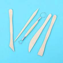 5pcs Wooden Pottery Tools, Made For Clay, Soft Clay And Other Ceramics Material Crafting, With Precise Carving Tools, For Handmade Diy - Yellow - View 1