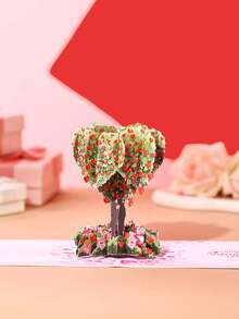 1 张爱树情人节弹出式卡片、情人节贺卡、情人节礼物、周年纪念贺卡 - 綠色 - 查看 2