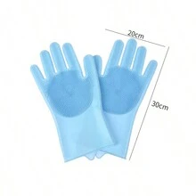Silicone Dishwashing Gloves, Thickened And Durable Cleaning Gloves For Kitchen Household, Dishwashing, Car Washing, Laundry And Bathing - Grey - View 2