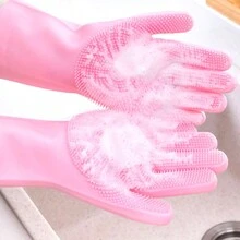 Silicone Dishwashing Gloves, Thickened And Durable Cleaning Gloves For Kitchen Household, Dishwashing, Car Washing, Laundry And Bathing - Grey - View 4
