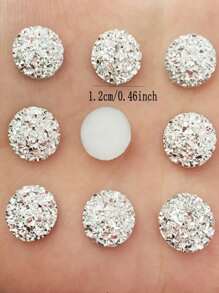 40颗树脂涂层银色12毫米圆形平底水钻珠，适用于婚礼工艺品DIY