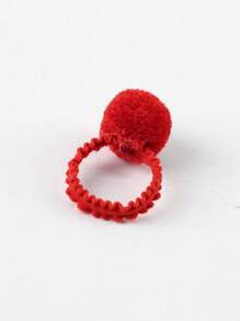 20pcs Children's Elastic Ponytail Holder With Cute Red Pom Pom Ball And Skirt Design Hair Ties - Red - View 7