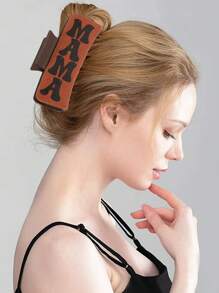 Fashionable & Vintage Western Cowboy Style Hair Claw Clip With Pu Leather & Printed Design For Women. Suitable For Parties, Casual Wear, Friend Gatherings, As Gifts Etc. - Multicolor - View 14