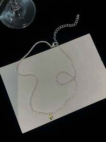 1入組新款閃亮心形項鍊,裝飾有滿滿的星星,適用於女士 - 銀色 - 查看 4