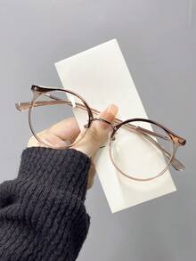 1pc Unisex Fashion Round Shape Tr & Metal Frame Glasses - Multicolor - View 3