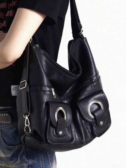 Fashion Pu Leather Women's Backpack With Large Capacity, Waterproof Fabric, Soft Leather, Suitable For Hand-Held, Shoulder, Crossbody, Double Shoulder, School, Work, Travel Use