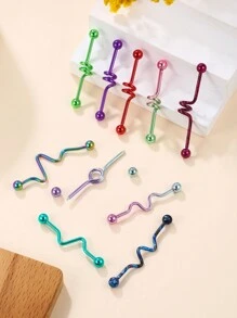 1 cái Cool Punk Dopamine Màu gradient Đồ trang sức xuyên công nghiệp Bông tai công nghiệp sóng thép không gỉ 14G dành cho phụ nữ Đàn ông Chuỗi Dangle Thanh công nghiệp Xuyên sụn Bông tai xoắn ốc Trang sức xuyên cơ thể Barbell công nghiệp - Nhiều màu - Xem 2