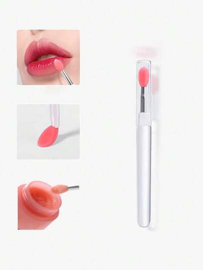 2 Peças Pincel De Batom Gradiente, Pincel De Batom Cobertura À Prova D'água Portátil De Gel De Sílica, Ferramenta De Maquiagem De Viagem Para Máscara De Lábios