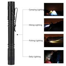 1pc Led Ultra Bright Flashlight, Aluminum Alloy Material Outdoor Mini Portable Pen-Clip Flashlight (Battery Not Included) - Black - View 4