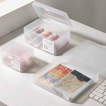 1PC Desktop Plastic Storage Basket, Household Sundries Dust-Proof Storage Box, Office Desk Small Card Stationery All Kinds Of Small Items Storage Box - Small Square Style - View 1