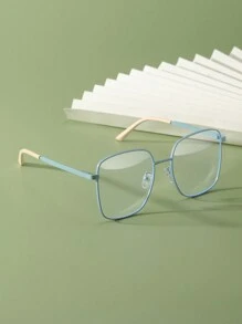 1pair Women's Classic Macaron Color Square Frame Vintage Metal Glasses Clear Glasses Accessories Glasses Accessories For Women