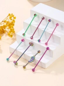 1 cái Cool Punk Dopamine Màu gradient Đồ trang sức xuyên công nghiệp Bông tai công nghiệp sóng thép không gỉ 14G dành cho phụ nữ Đàn ông Chuỗi Dangle Thanh công nghiệp Xuyên sụn Bông tai xoắn ốc Trang sức xuyên cơ thể Barbell công nghiệp - Nhiều màu - Xem 7