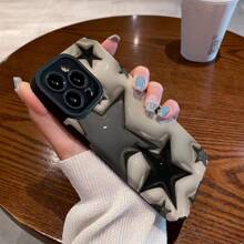 Abstract Cream & Star Pattern Phone Case, Compatible With Iphone 14 - Abstract Cream Five-pointed Star - View 3