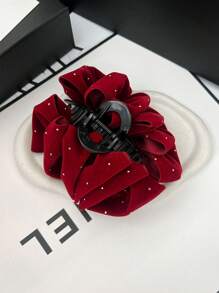 1pc Wine Red Plush & Bubble & Rhinestone Decor Bowknot Hair Claw/Clip, Suitable For Party, Dance, Shiny Decoration, Outing, Gathering And Daily Casual Wear Cute Valentine's Day Hair Clips Hair Jaw Clip Hair Clamps Hair Clutch Hair Catcher Clip, Claw Clip Fall Winter Hair Accessories For Women For Vacation Outfits Woman - Burgundy - View 6