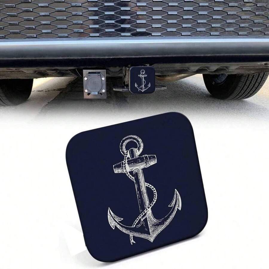 1pc 2Inch Rubber Trailer Hitch Cover With Anchor Shape, For Protecting