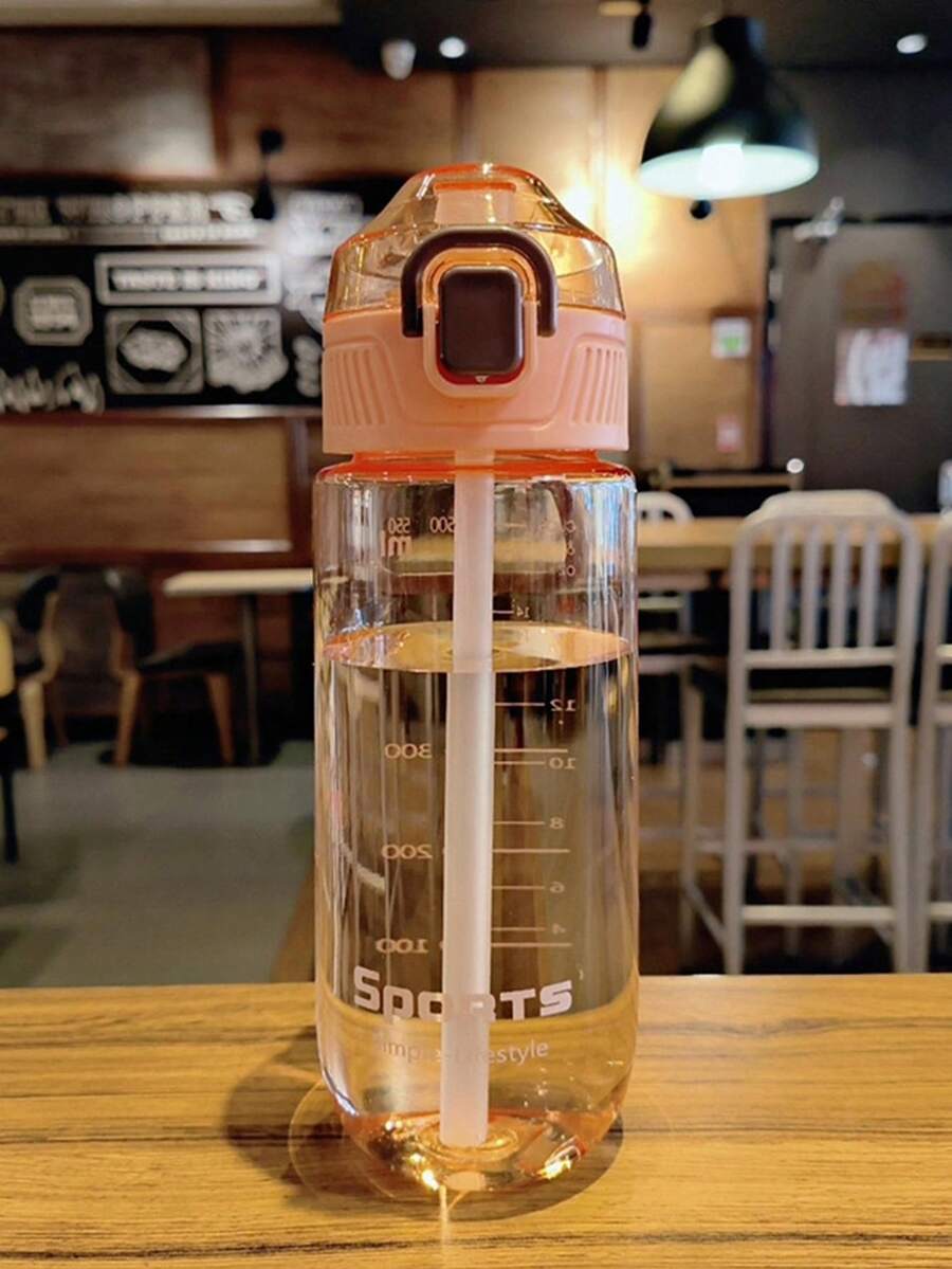 1入650ml可攜式塑料水瓶,附有可拆式吸管矽膠嘴,現代休閒戶外運動水瓶 - 粉色 - 查看 1