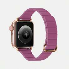 1入組女士玫瑰紅色磁力扣編織尼龍手錶帶,兼容38/40/41/42/44/45/49毫米蘋果手錶系列 Ultra/se/8/7/6/5/4/3/2/1 - 玫紅色 - 查看 4