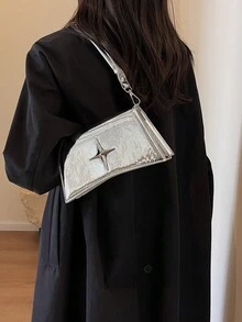 Dedoo 鏈條包女新款質感斜背包洋氣百搭單肩包時尚小方包 - 銀色 - 查看 4