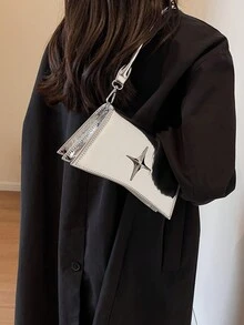 Dedoo 鏈條包女新款質感斜背包洋氣百搭單肩包時尚小方包 - 銀色 - 查看 3