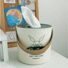 1pc Nordic Style Creamy White Round Tissue Box For Living Room, Bathroom, Dormitory Table Storage - White - View 5