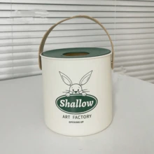 1pc Nordic Style Creamy White Round Tissue Box For Living Room, Bathroom, Dormitory Table Storage - White - View 3