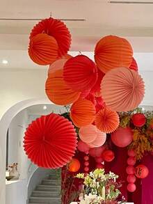 1入組節日圓形婚禮&訂婚照片道具,節日裝飾,窗掛飾,情人節派對,家居裝飾 - 玫紅色 - 查看 8