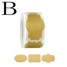 250入組/卷空白牛皮紙無乾膠貼紙,用於烘焙包裝標籤 - 棕色 - 查看 4