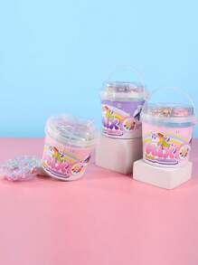 1pc Unicorn Diy Crystal Slime Putty Toy, Rainbow Color, Blow Bubble With Straw, Stretch, Fun Sweet Dessert Diy - Pink - View 10