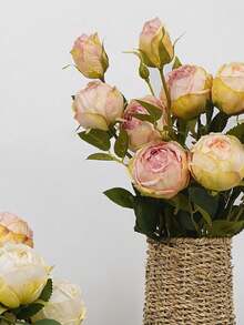 1pc 10-Heads Artificial Rose Bouquet, Home Decor, Photography Props, Romantic Gift, Party Decoration - Baby Pink - View 4